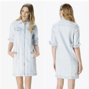 J Brand Blue and White Bleached denim dress